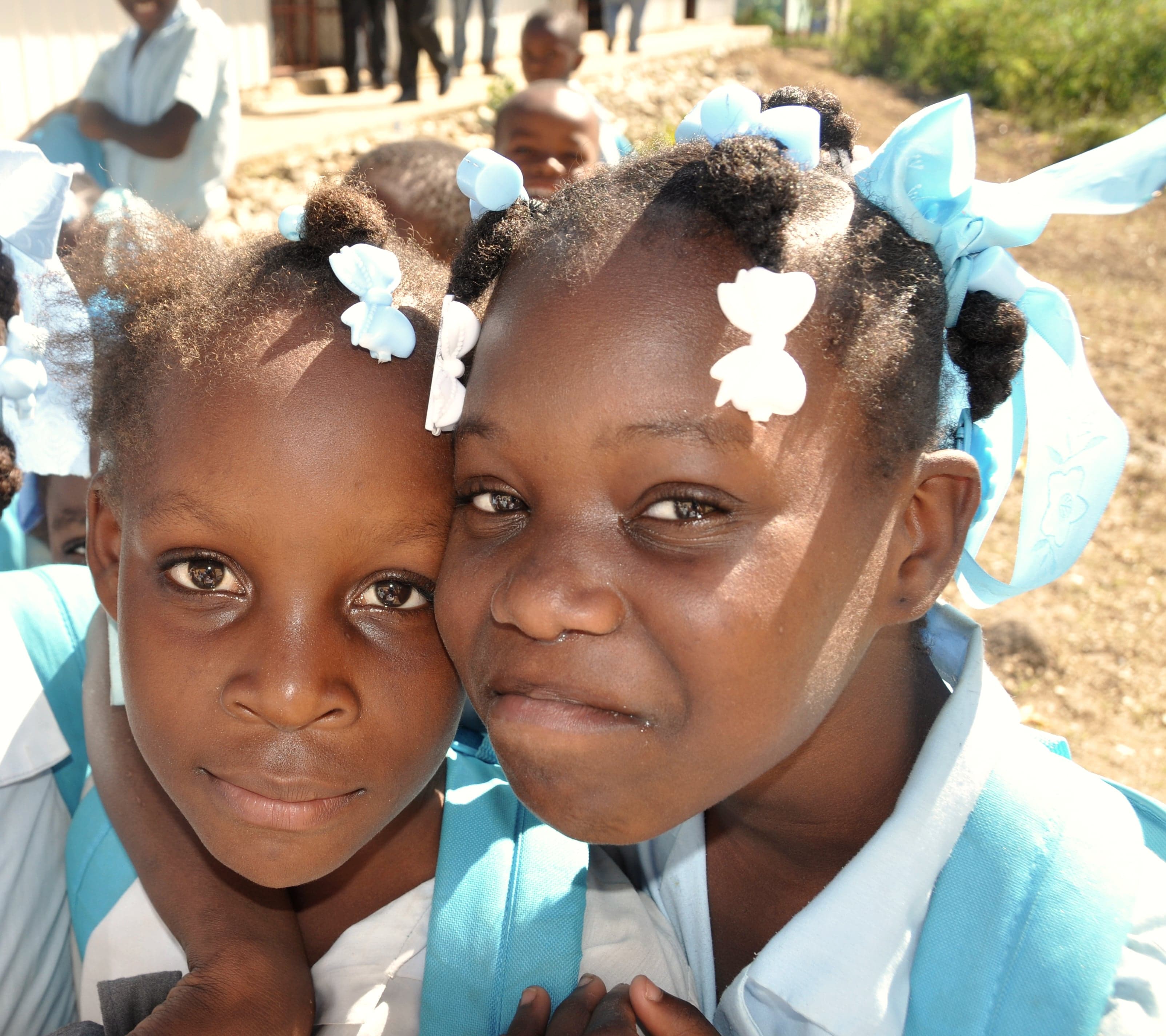 Two students in the mountains of southern Haiti
